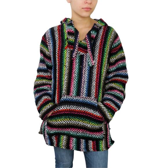 Vintage Earth Ragz Rainbow Drug Rug Pullover Jacket Medium - Picture 1 of 5